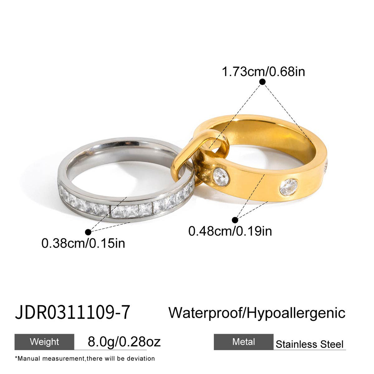 Minimalist Geometric Round Stainless Steel PVD Plated Multi-Band Stackable Ring for Women