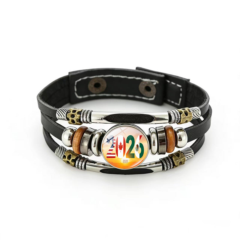 Bracciale in pelle placcato geometrico unisex