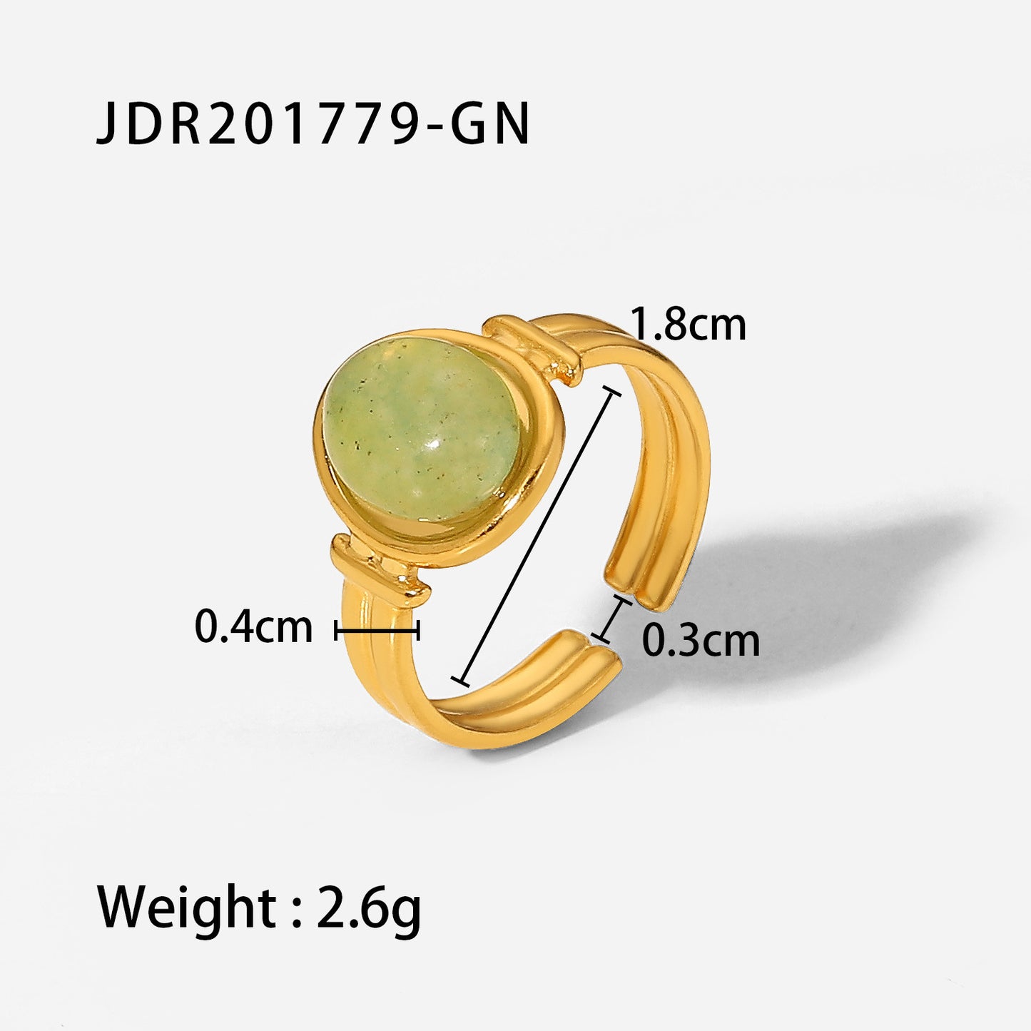 Anello da donna aperto stile Ins geometrico ovale con occhio di tigre verde viola, pietra semipreziosa placcata oro 18 carati