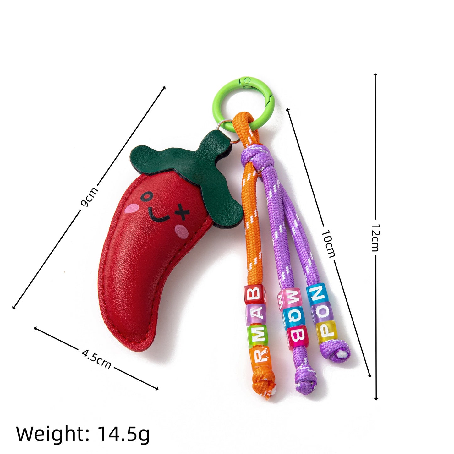 Fruit Pattern Plated Brass Bag Charm Keychain with Cherry Pepper Soccer Bow Designs