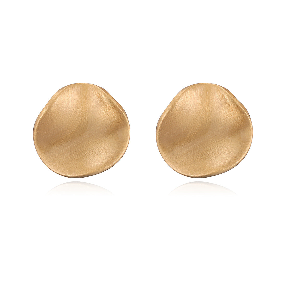 Irregular Geometric Matte Brushed Gold Plated Brass Stud Earrings for Women