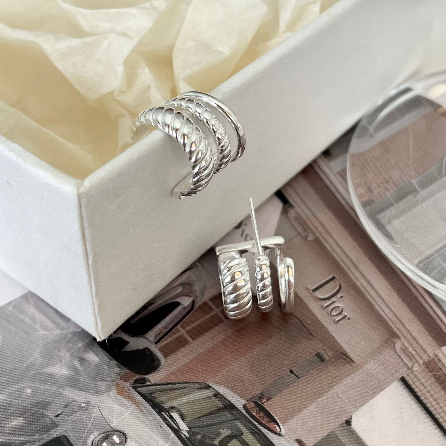 Minimalist Geometric Double-Hoop Earrings for Women in 925 Sterling Silver with Plated Finish