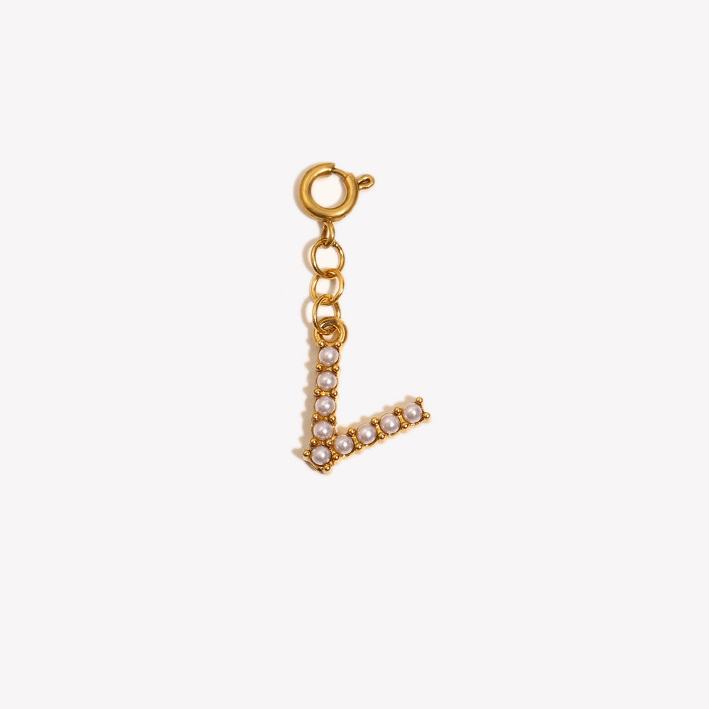 Barretta con Ciondolo a Lettera o Numero in Acciaio Inossidabile Placcato Oro 18K Minimalista da Donna