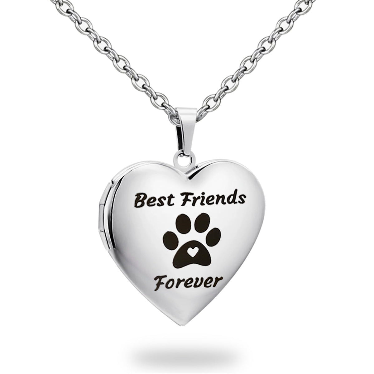 Natural Style Heart-Shaped Stainless Steel Pendant Necklace with Opening Photo Frame and Engraving Capability for Women