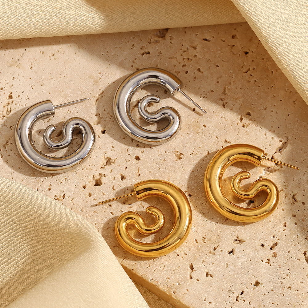 Orecchini da donna alla moda in acciaio inossidabile geometrico con placcatura in oro 18 carati