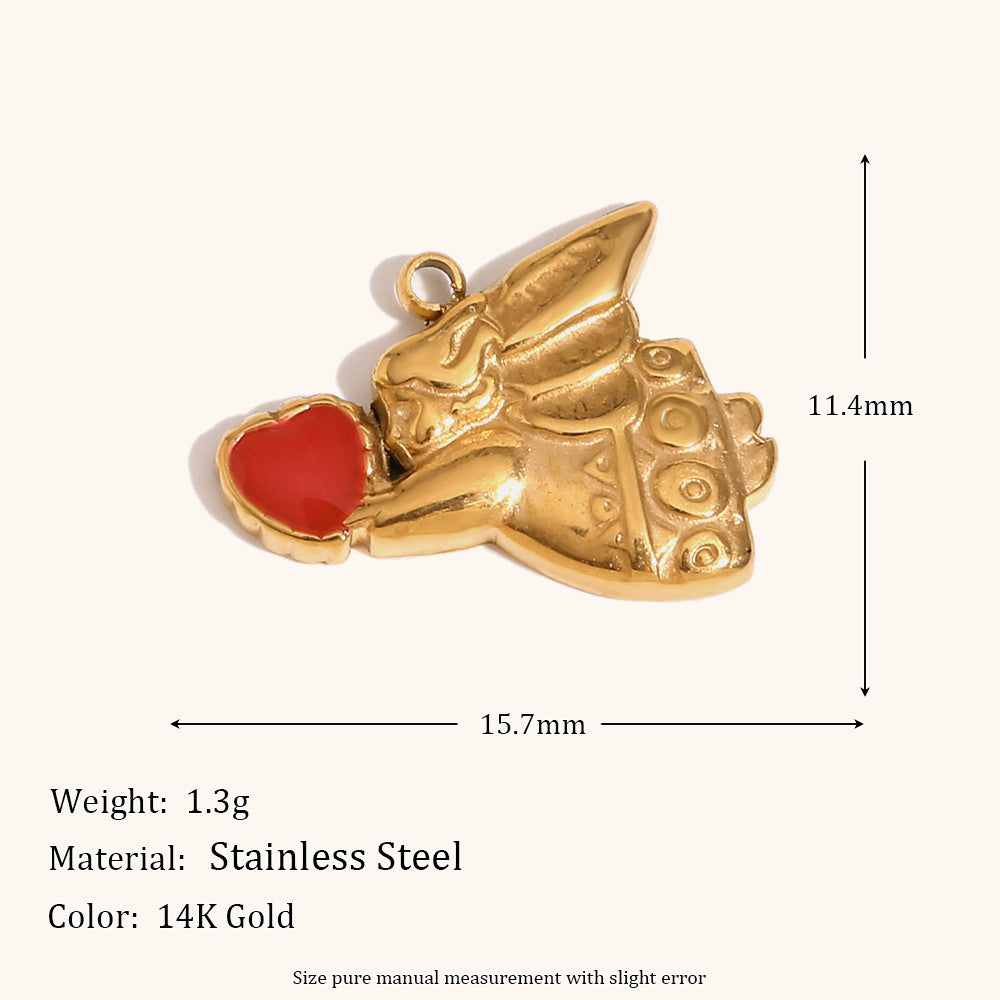 Ciondolo natalizio per creazione di gioielli fai da te in acciaio inossidabile con placcatura in oro 14K e finitura smaltata con motivi di Babbo Natale, alci, fiocchi di neve e confezioni regalo
