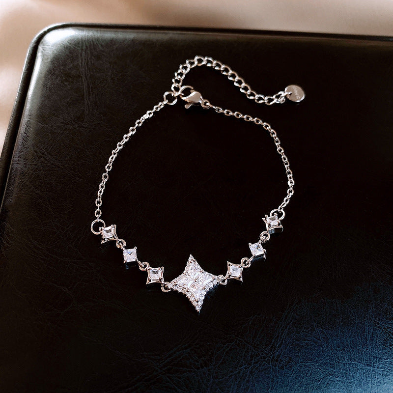Luxury Elegant Geometric Alloy Plated Bracelet with Cubic Zirconia for Women