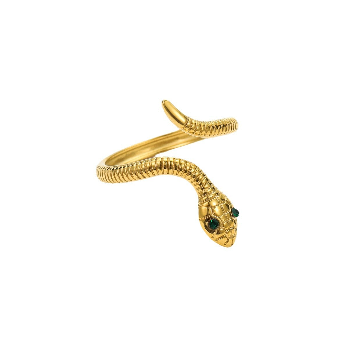 Anillo de acero titanio en forma de serpiente, estilo vintage de lujo ligero para mujer con acabado chapado