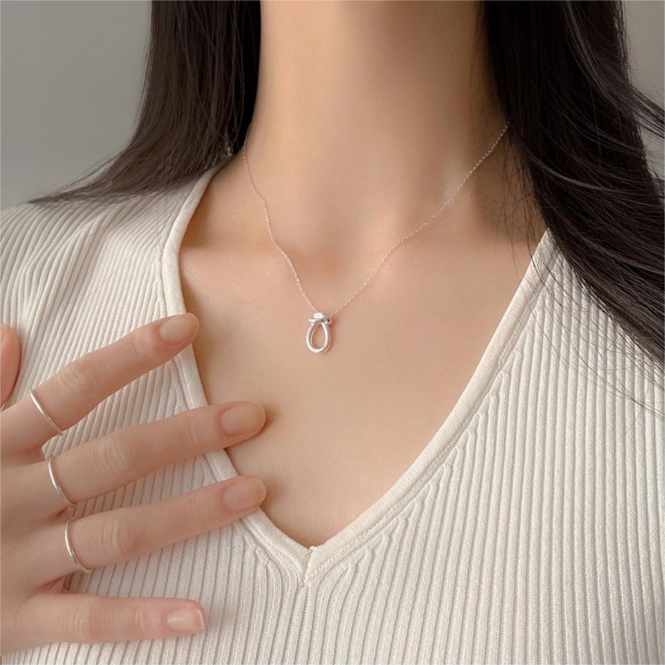 Minimalist Knot Necklace in 925 Sterling Silver with Geometric and Doll Motif Design for Women