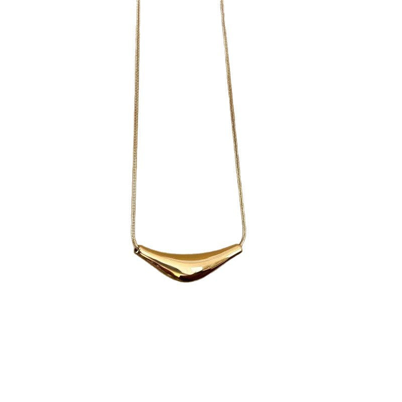 Geometric Irregular Smile Face Titanium Steel Plated Necklace for Women