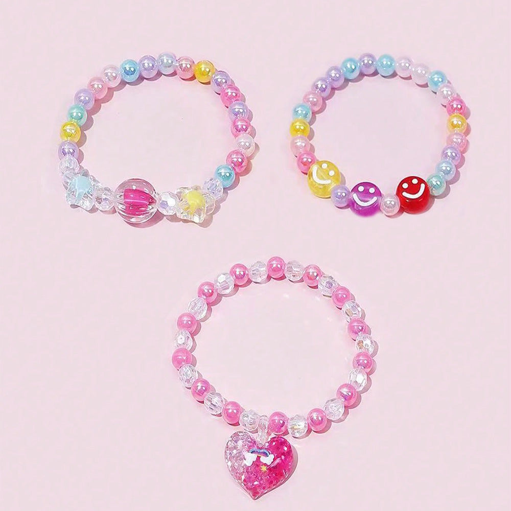 Bracciale in resina per bambine dai 3 ai 10 anni, stile cartone animato, a forma di cuore, stella e farfalla, con ciondolo a unicorno