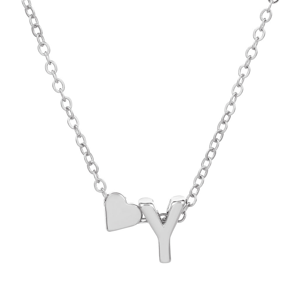 Sweet Heart Letter Alloy Plated Necklace Singapore Chain for Women