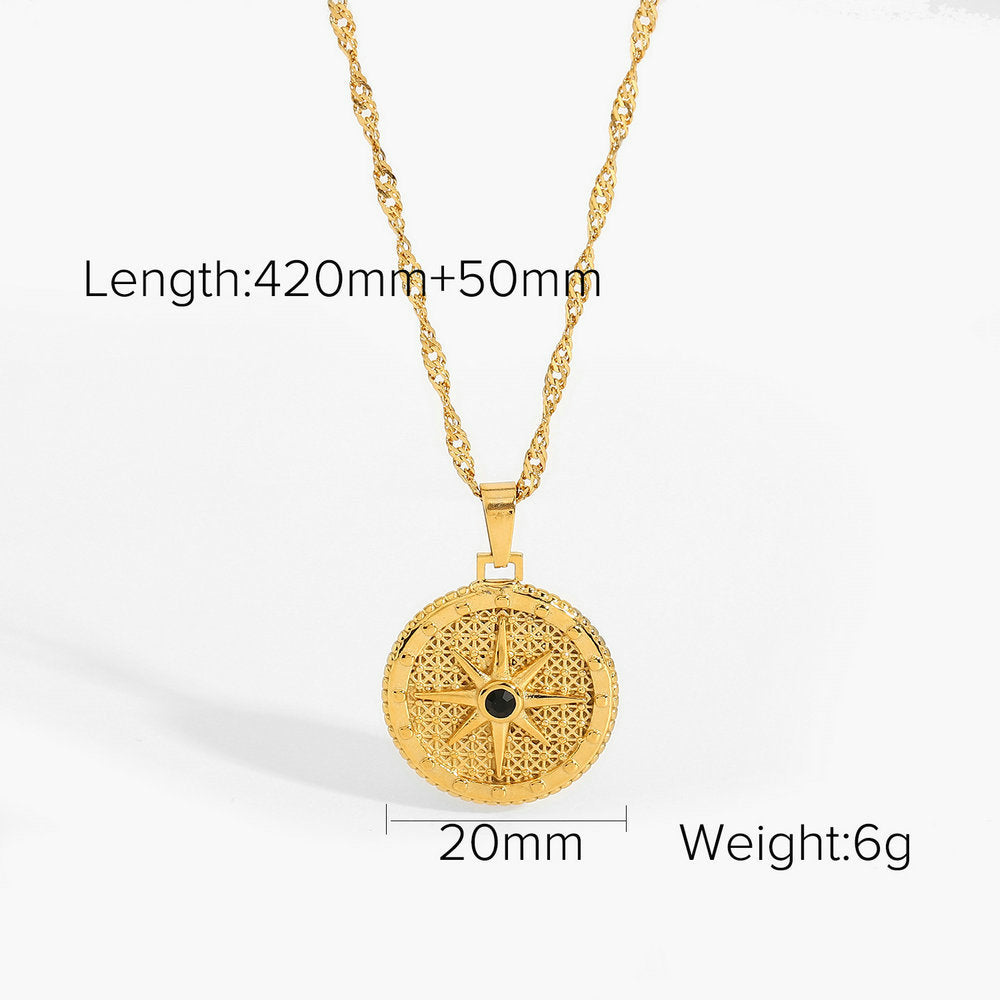 Minimalist Geometric Titanium Steel Pendant Stainless Steel Multi-layer Cable Chain Necklace for Women