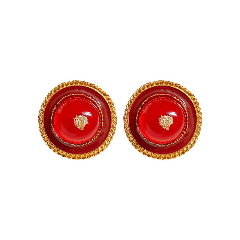 Orecchini a perno floreali vintage con perle e smalto in acciaio inossidabile da donna