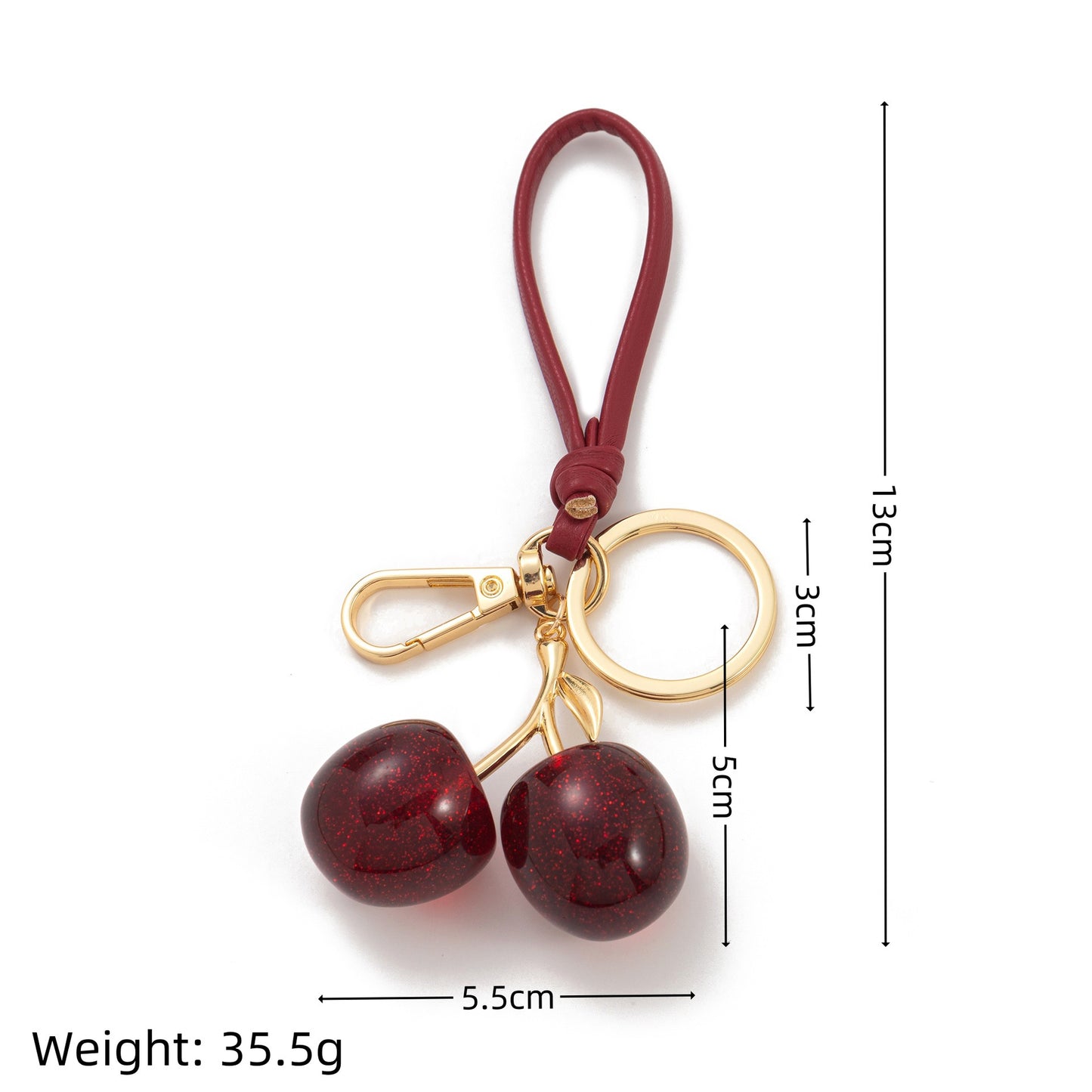 Sweet Gold Plated Brass Cartoon Strawberry Charm Bar Bag Pendant Keychain for Women