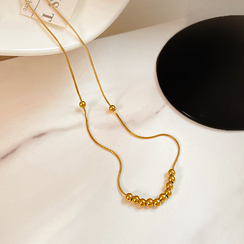 Minimalist Luxury Geometric Round Bead Titanium Steel Necklace for Unisex