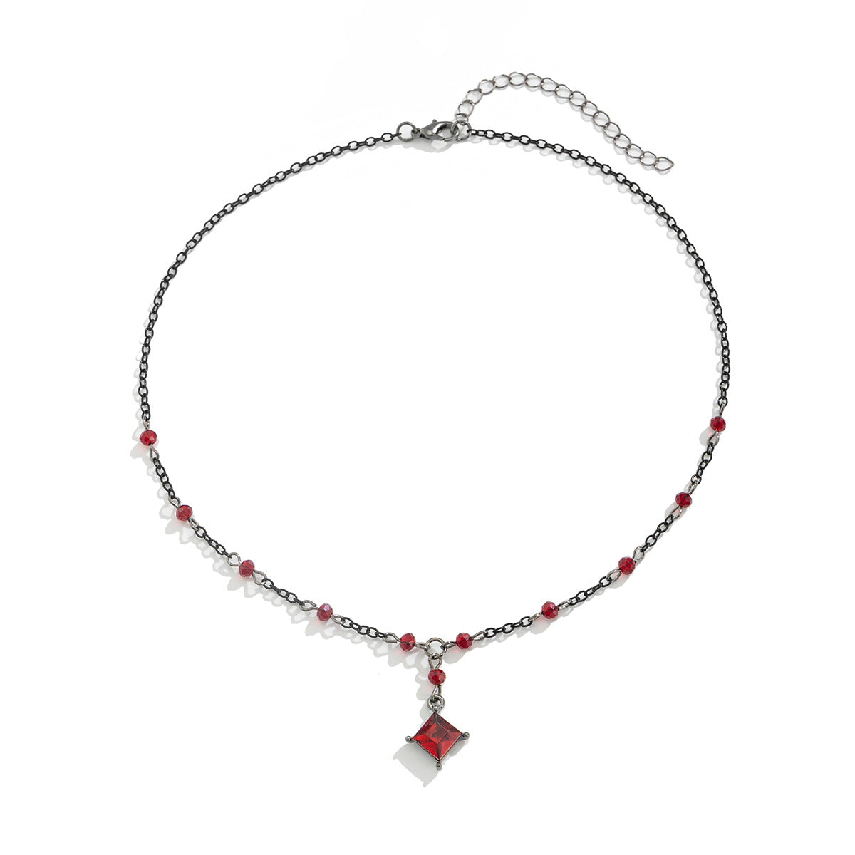 Collar de varias capas con colgante de cristal en forma de gota, estilo gótico oscuro dulce y atrevido, con acabado chapado, para mujer