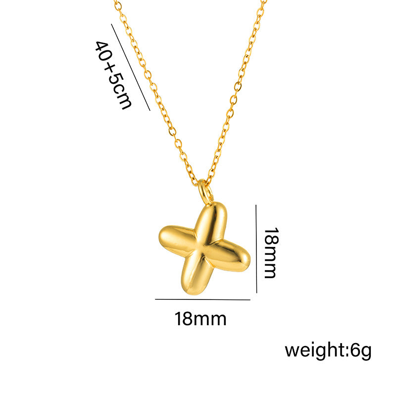 Collar minimalista de acero de titanio chapado en oro de 18 quilates con forma de letra delicada para mujer