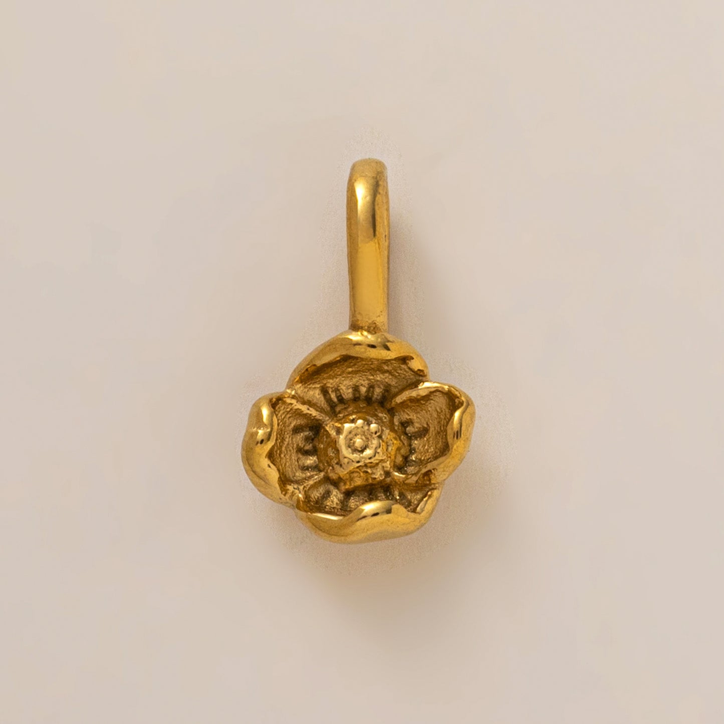 Vintage 18K Gold PVD Stainless Steel Floral Pendant Charm Bar