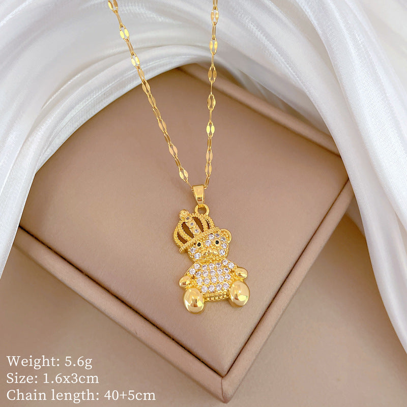 Collana Geometrica con Cielo Stellato da Donna con Strass Micro-Incastonati in Acciaio al Titanio, Stile Dolce, Fresco e Minimalista