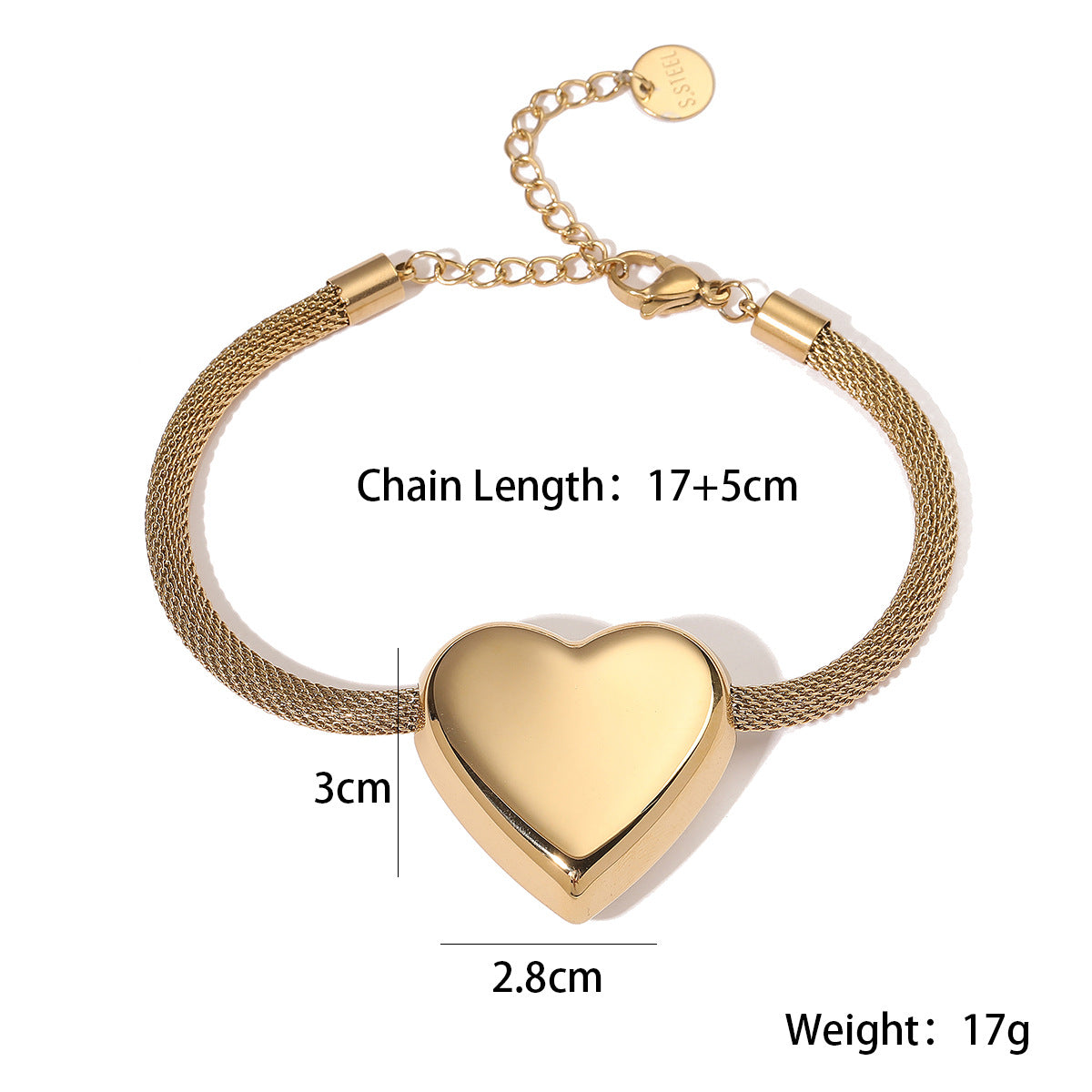 Collana da donna con pendente a cuore minimalista in acciaio inossidabile con placcatura in oro 18 carati