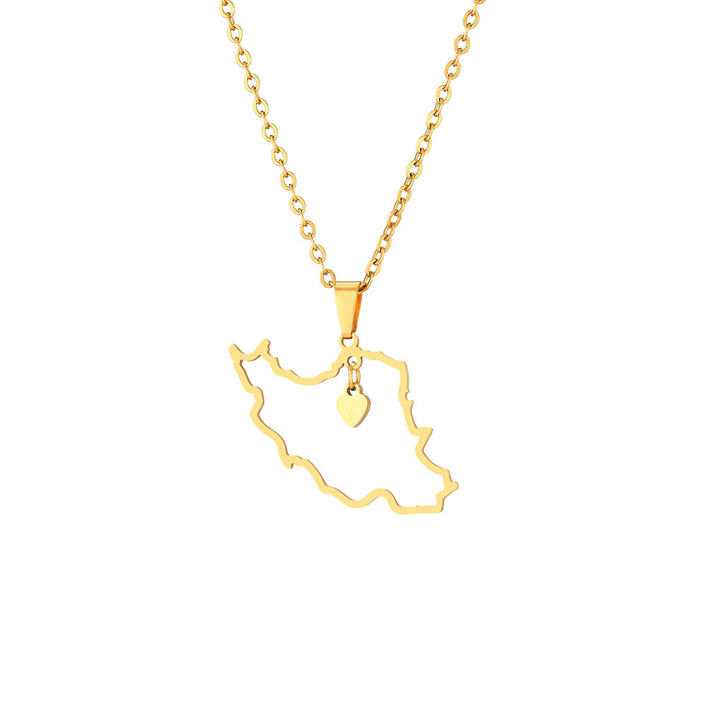 Collana con ciondolo a cuore in acciaio inossidabile, con charm in acciaio al titanio, finitura galvanizzata, catena O, accessorio moda unisex