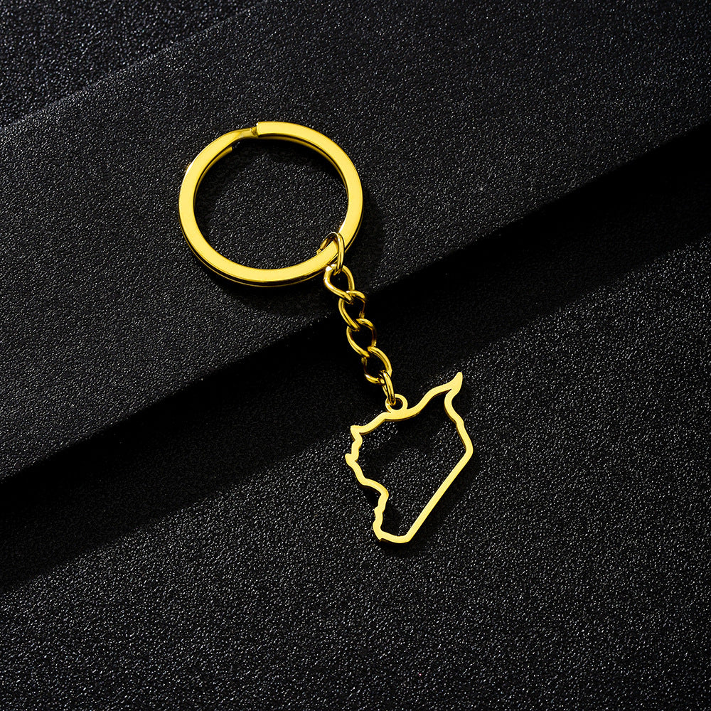 Llavero con Colgante de Letra de Acero Inoxidable Pulido de Estilo Étnico para Hombres y Mujeres