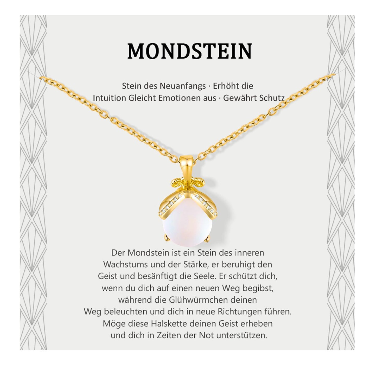 Luxury Plated Stainless Steel Curb Chain Necklace with Brass Firefly Pendant and Moonstone Inlay for Women