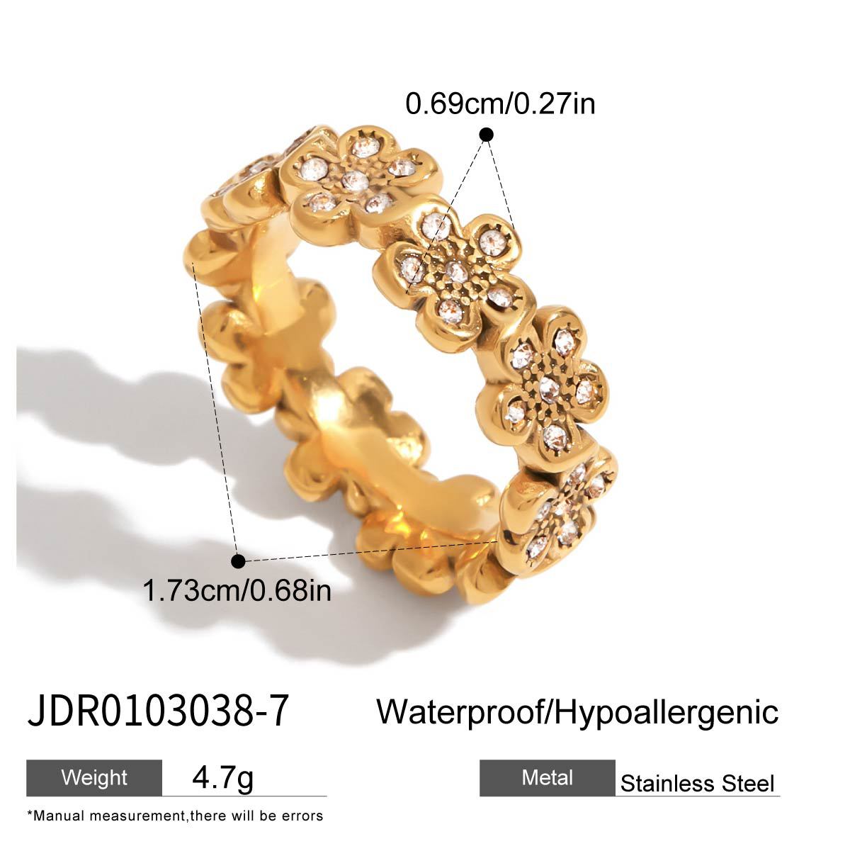 Elegant Geometric Cubic Zirconia Plated Stainless Steel Ring for Women