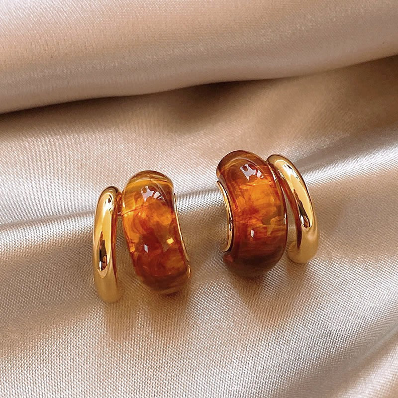 Orecchini a perno in acciaio al titanio con forme geometriche, zirconi e occhio di tigre, da donna, stile minimalista di lusso per l'ufficio e l'uso quotidiano