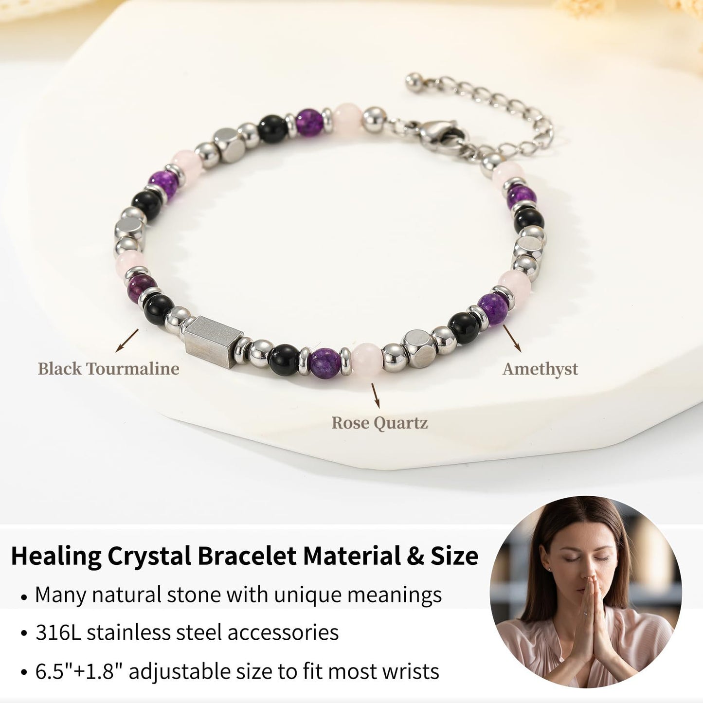 Minimalist Geometric Yellow Tiger Eye Beaded Bracelet for Women