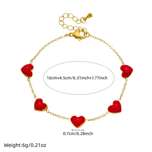 Minimalist Sweet Heart Teardrop Drip Oil Gold Plated Stainless Steel Jewelry Set for Women