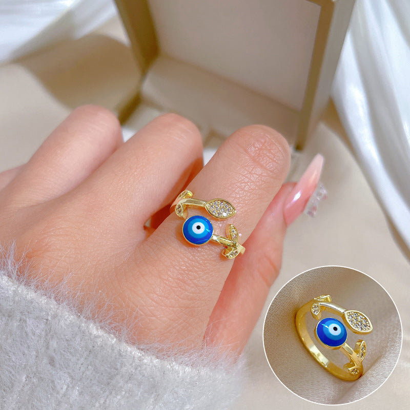 Luxury Minimalist Plated Brass Crown Rhinestone Adjustable Ring for Women