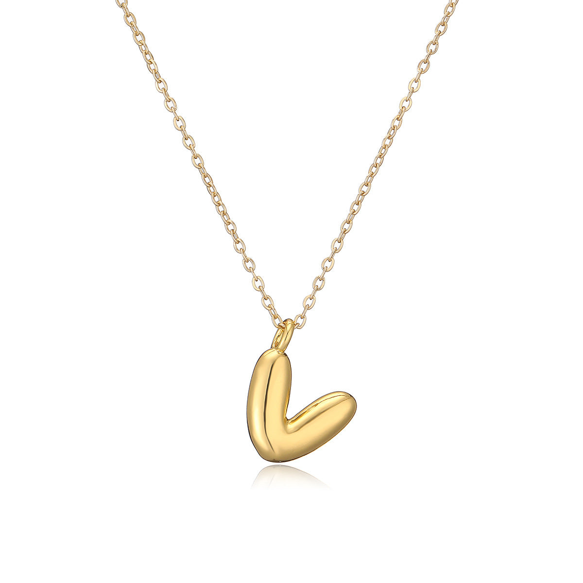 Minimalist Letter-Shaped Copper Pendant Necklace with Real Gold Plating for Women