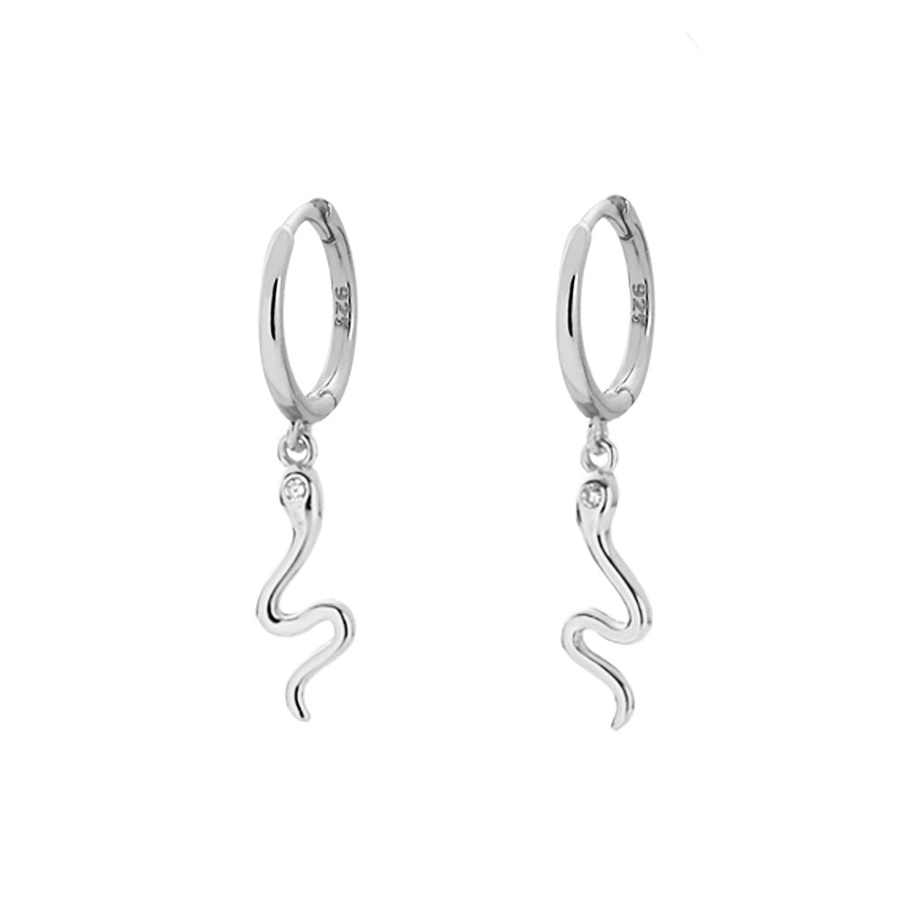 Orecchini a clip creativi a forma di animale in argento sterling S925 con intarsio di strass e finitura smaltata, unisex