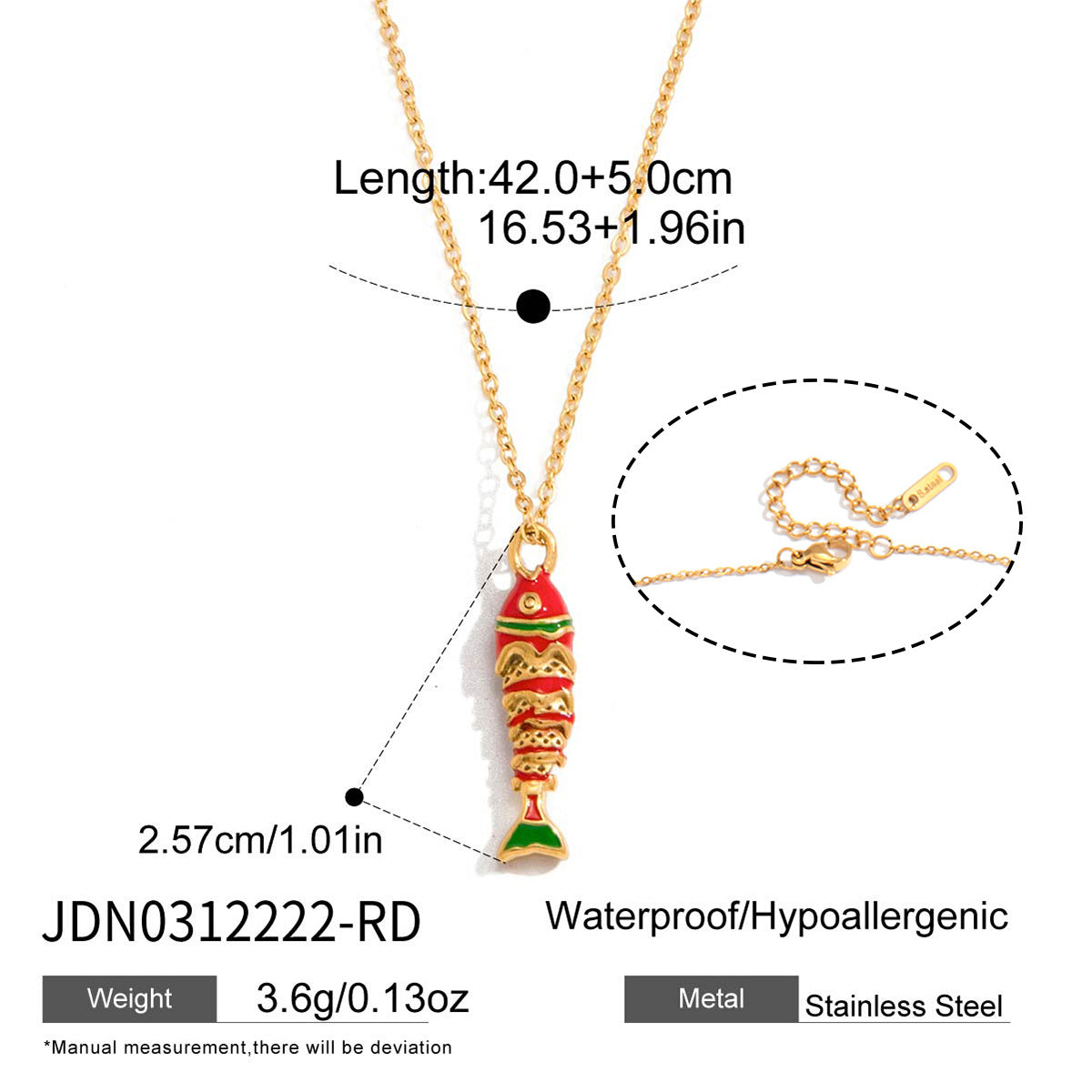 Fish Shape Titanium Steel Pendant Stainless Steel Plated Necklace and Earring Set for Women