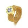 Vintage Geometric Round Rhinestone Inlay Plated Stainless Steel Ring