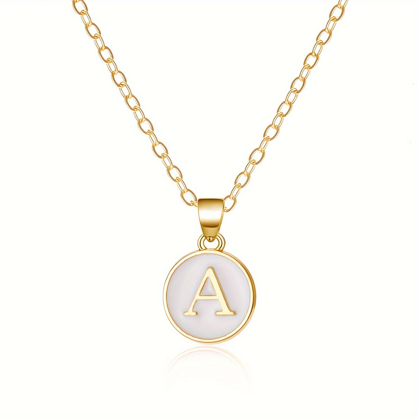 Collana con Pendente a Goccia d'Olio Alfabeto Lettera Rotonda Minimalista in Lega Placcata, Bicolore Bianco e Nero