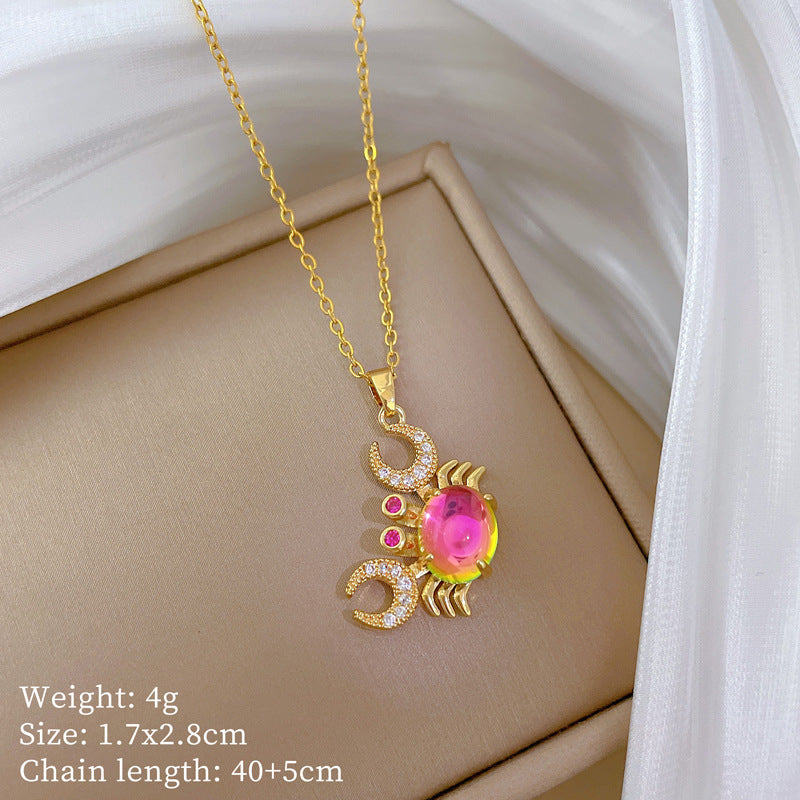 Geometric Style Titanium Steel Necklace with Copper Pendant Plated in Real Gold for Women and Men
