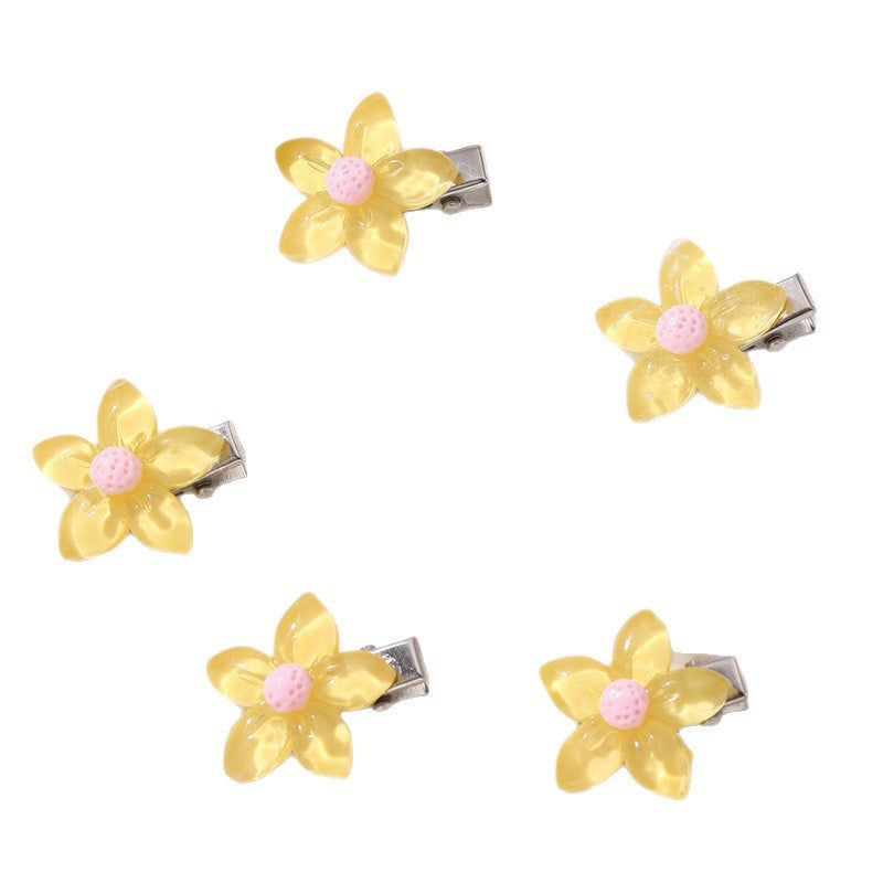 Fermaglio per capelli a fiocco stile naturale per bambine, realizzato in resina plastica con dettagli a volant e in rete, mini accessorio per capelli a tema principessa