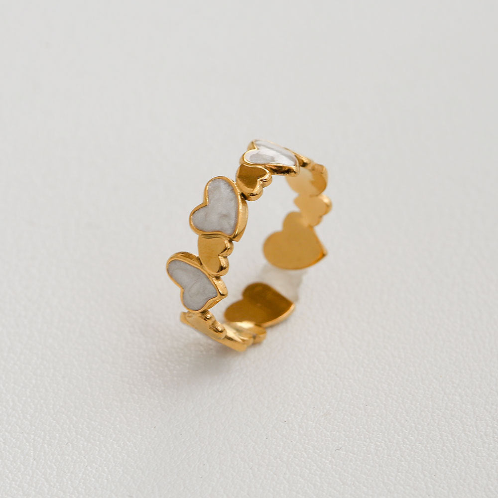 Anillo minimalista de acero de titanio con forma de girasol para mujer, con banda abierta ajustable y acabado chapado en oro