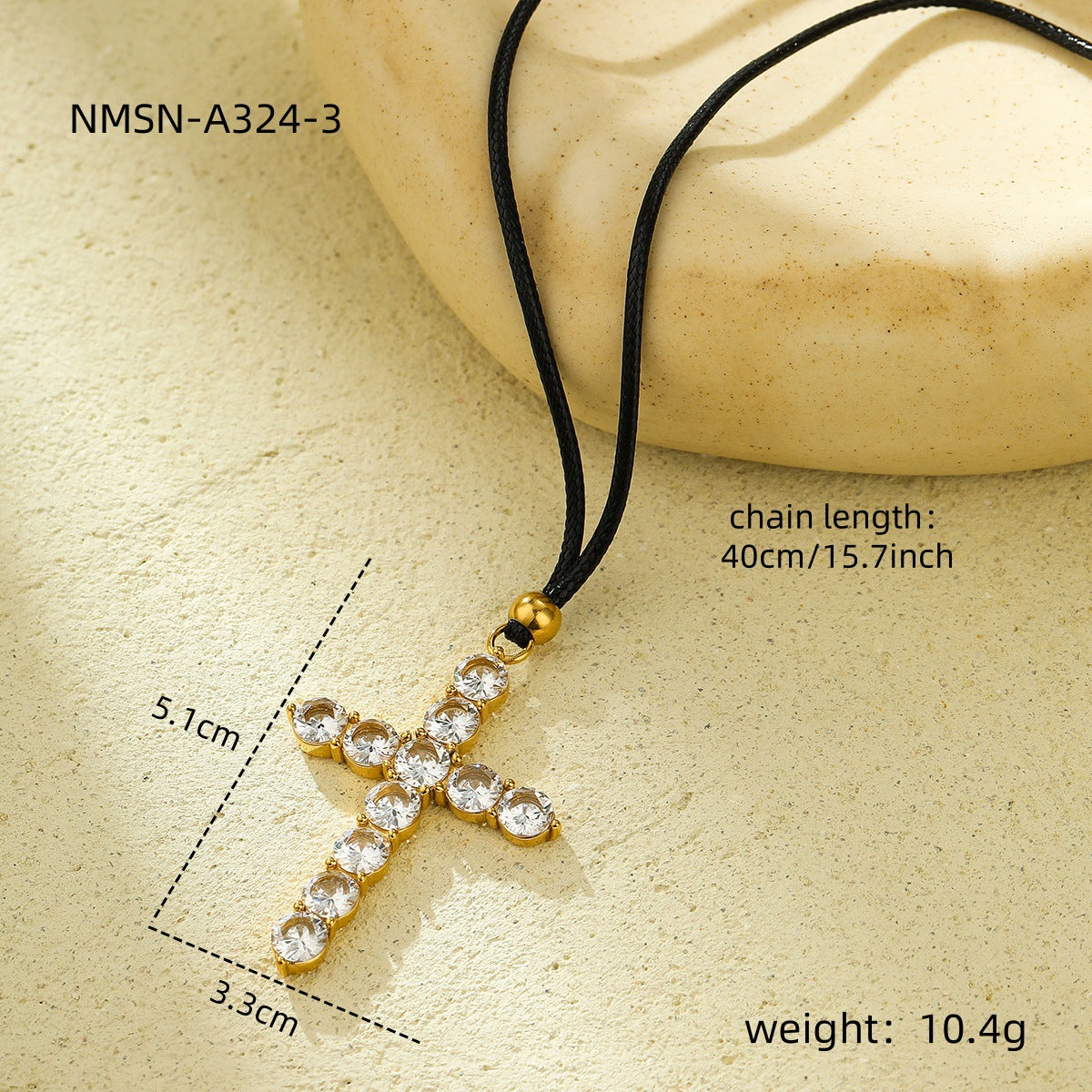 Collana con Pendente a Croce alla Moda in Acciaio al Titanio con Intarsio di Zirconi per Donna
