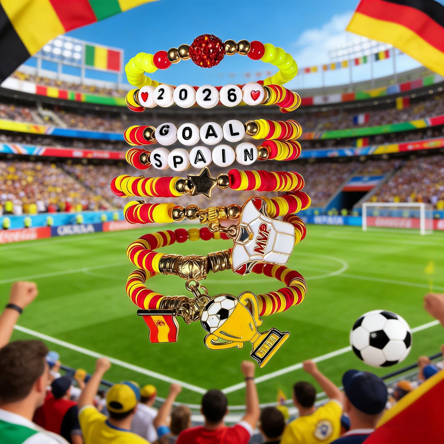 Vintage Handmade Resin Bracelet Unisex World Cup Fan Jewelry
