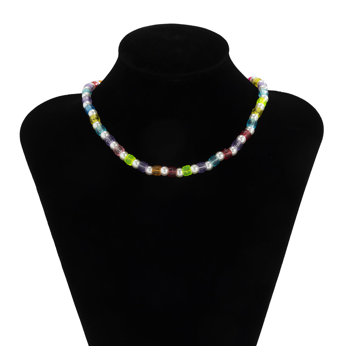 Collana Minimalista Geometrica di Perline in Resina Plastica con Perline Rotonde e Opzioni di Stile a Strati