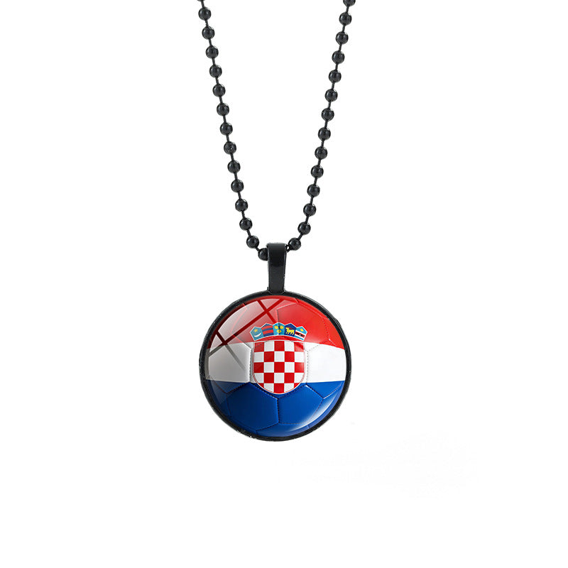 Collana Unisex Casual con Pendente Rotondo Geometrico di Cristallo e Catena a Sfera Placcata in Lega