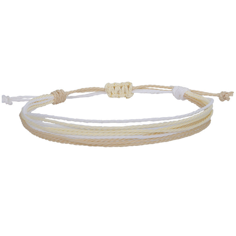 Bohemian Sweet Handmade Braided Wax Cord Bracelet U Shape Unisex Lucky Charm