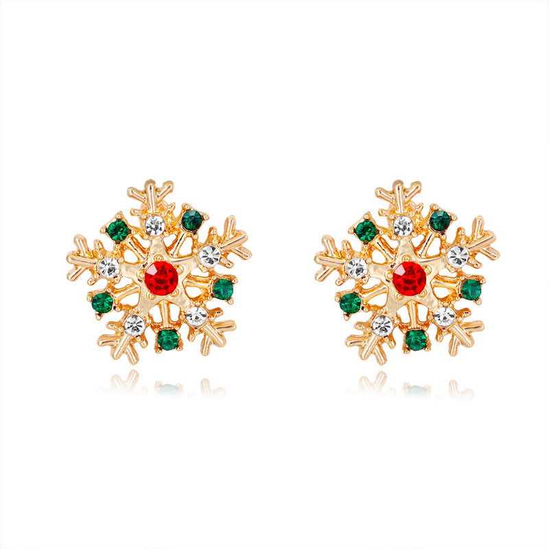 Pendientes de Copo de Nieve de Moda para Mujer Hechos de Aleación con Incrustaciones de Diamantes de Imitación, Joyas Versátiles y Elegantes para Fiestas