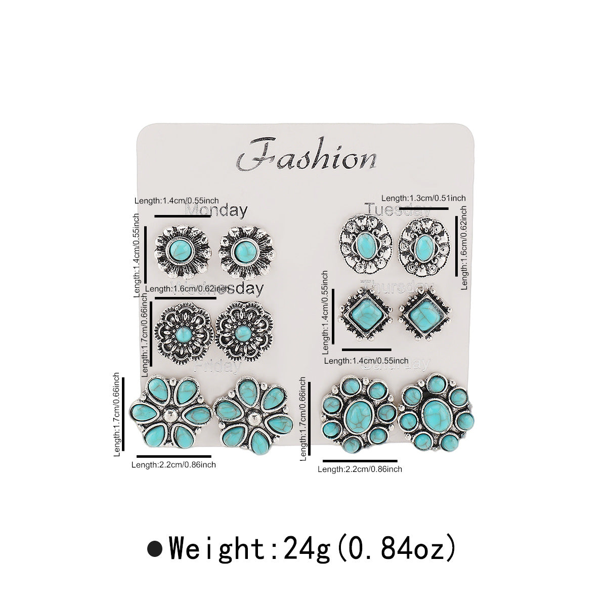 Pendientes Étnicos Vintage de Círculo Grande Geométrico Floral Turquesa con Incrustaciones y Acabado Chapado para Mujer