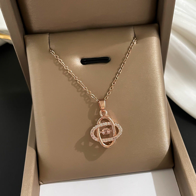 Collar con colgante de diamantes de imitación, geométrico y minimalista, de acero de titanio para mujer, cadena irregular, acabado chapado
