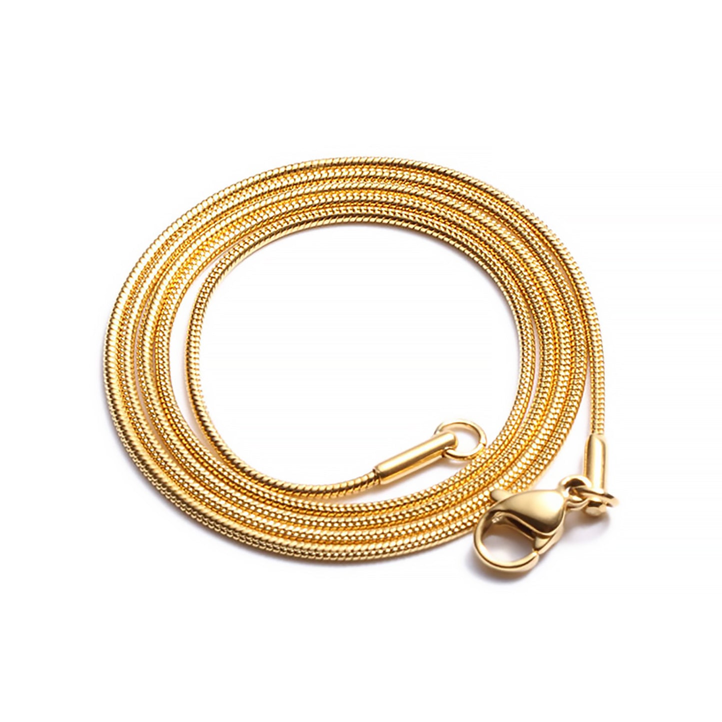 Minimalist Round Geometric Titanium Steel Plated Snake Chain Necklace 1.2mm 1.5mm High Color Retention